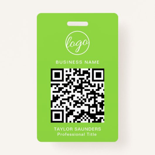 Badge Code QR vert simple Lime Code employé (Devant)
