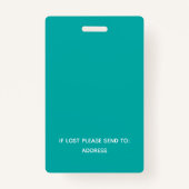 Badge Code Turquoise moderne de la barre d'accueil, ID d (Dos)