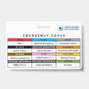 Badge Codes d'urgence de soins de santé en couleurs pers
