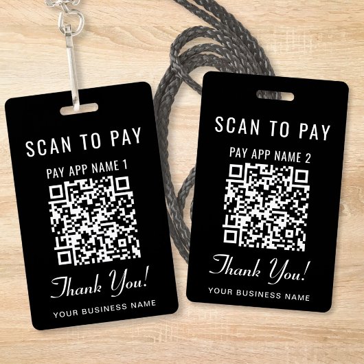 Badge Codes QR de paiement Scan to Pay 2 noirs
