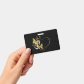 Badge Cœur avec papillons dorés (Manuel / portable)