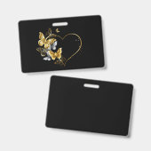 Badge Cœur avec papillons dorés (Avant & arrière)