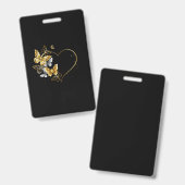 Badge Cœur avec papillons dorés (Avant & arrière)