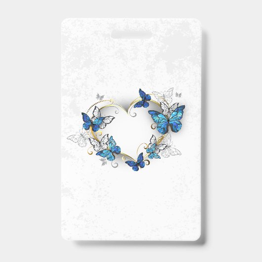 Badge Coeur bijoux avec papillons Morpho (Avant)