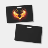 Badge Cœur d'ange de feu avec des ailes (Avant & arrière)