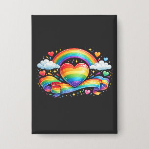Badge Cœur de fierté arc-en-ciel – Conception colorée d'