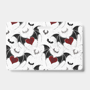 Badge Cœur d'Halloween avec des ailes de chauve-souris n