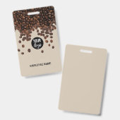 Badge Coffee Beans Business Logo Nom de l'employé (Recto et verso)