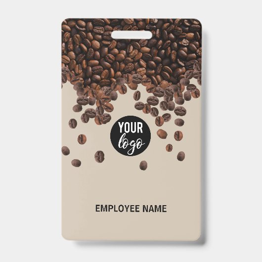 Badge Coffee Beans Business Logo Nom de l'employé (Face)