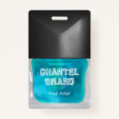 Badge Coin esthéticien tendance à ongles bleu bébé (Devant)