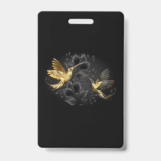 Badge Colibri noir et or (Avant)