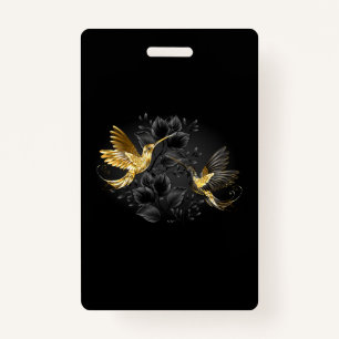 Badge Colibri noir et or