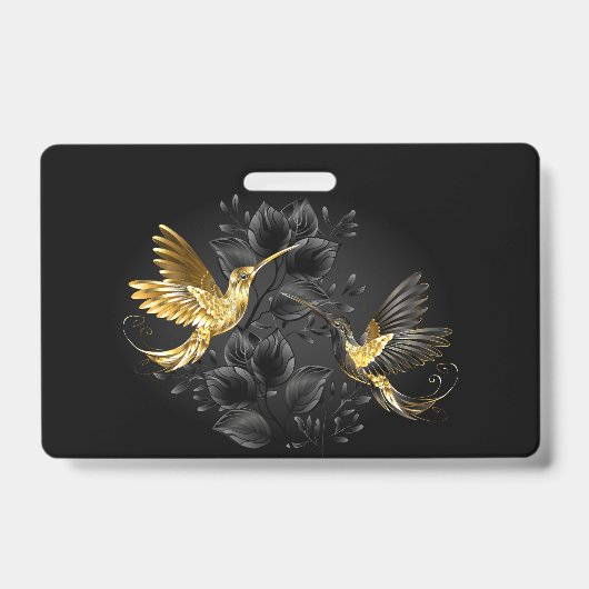 Badge Colibri noir et or (Avant)