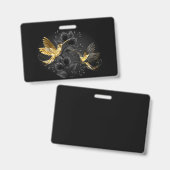 Badge Colibri noir et or (Avant & arrière)