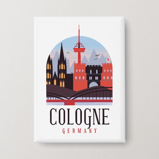 Badge Cologne Allemagne Vintage Cityscape (Recto)