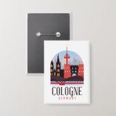 Badge Cologne Allemagne Vintage Cityscape (Recto/Verso)
