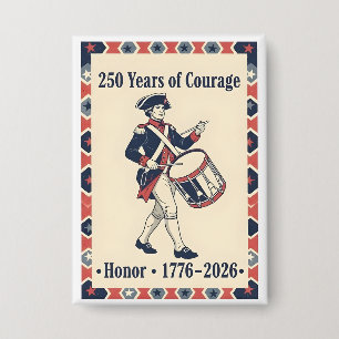 Badge Colonial Drummer USA Courage Honneur Héritage
