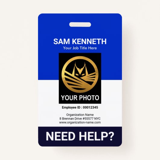 Badge Colonne blanche rétro Insigne d'identité du person (Devant)