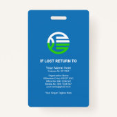 Badge Colonne de tons bleus rétro Modèle photo de la soc (Dos)