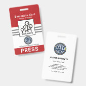 Badge Colonne Presse Rayures Grises Rouges (Avant & arrière)