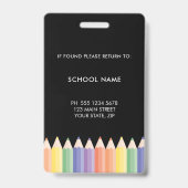 Badge coloré de professeur de l'école Name (Arrière)