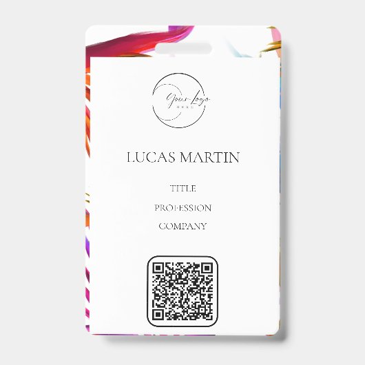 Badge Coloré Messy Tropical Nom de l'employé (Front)