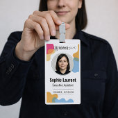 Badge Colorful Abstract Organic Wave Employee Photo ID