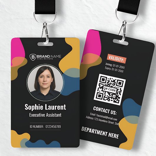 Badge Colorful Organic Blobs Professional Employee ID