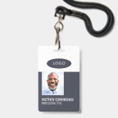 Badge Coloris Logo personnalisé Nom de l'employé Code-ba (Avant avec lanière)