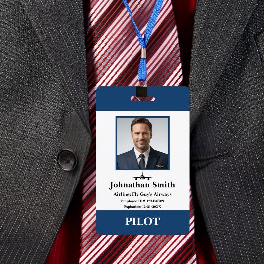 Badge Compagnie Photo du pilote de ligne Identifiant de