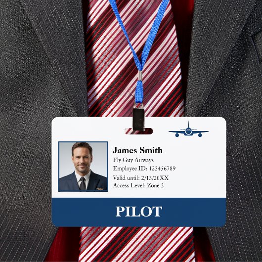 Badge Compagnie Photo Security ID Airline Pilot Aviation