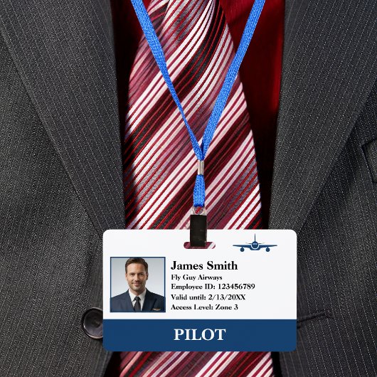 Badge Compagnie Photo Security ID Airline Pilot Aviation