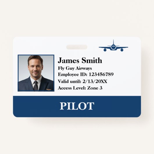 Badge Compagnie Photo Security ID Airline Pilot Aviation (Devant)