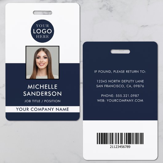 Badge Company Logo Staff Barcode Employee Photo ID