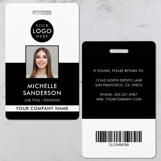 Badge Company Logo Staff Barcode Employee Photo ID