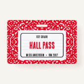 Badge Composition Carnet Salle de classe Pass Rouge (Devant)
