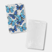 Badge Composition de papillons blancs et bleus (Avant & arrière)