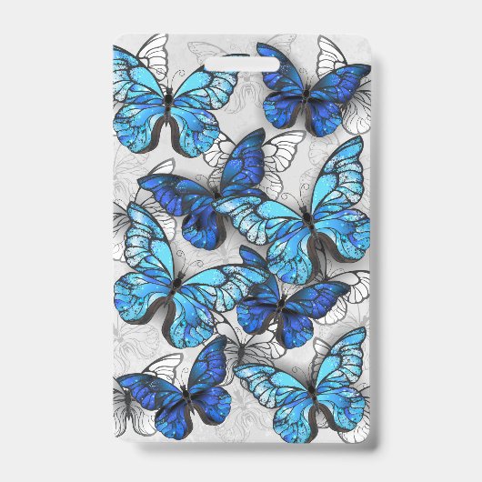Badge Composition de papillons blancs et bleus (Avant)