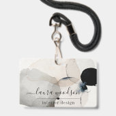 Badge Concepteur d'intérieur de formes d'aquarelle Abstr (Avant avec lanière)
