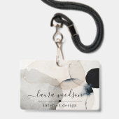 Badge Concepteur d'intérieur de formes d'aquarelle Abstr (Arrière avec lanière)
