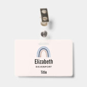 Badge Conception bohème arc-en-ciel bleu et pêche (Arrière avec clip)