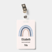 Badge Conception bohème arc-en-ciel bleu et pêche (Arrière avec clip)