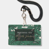 Badge Conception botanique de plante à feuillage vert mo (Avant avec lanière)