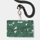 Badge Conception botanique de plante à feuillage vert mo (Arrière avec lanière)