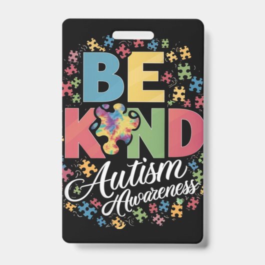 Badge Conception Colorée de Sensibilisation à l'Autisme  (Avant)