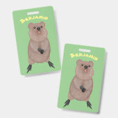 Badge Conception de dessin animé de quokka mignon souria (Avant & arrière)