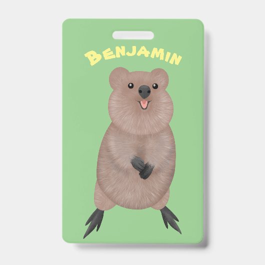 Badge Conception de dessin animé de quokka mignon souria (Avant)