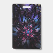 Badge Conception de fleur fractale abstraite. (Arrière)