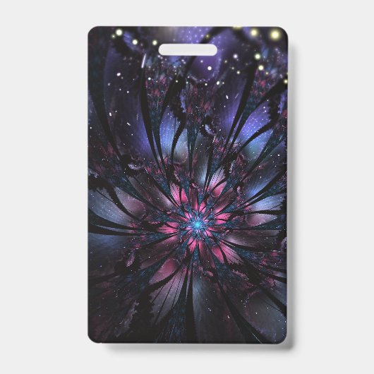 Badge Conception de fleur fractale abstraite. (Avant)