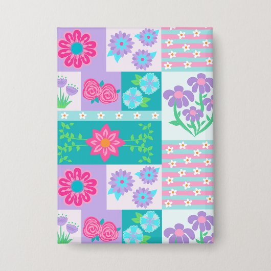 Badge Conception de fleurs vibrantes en fleurs (Recto)